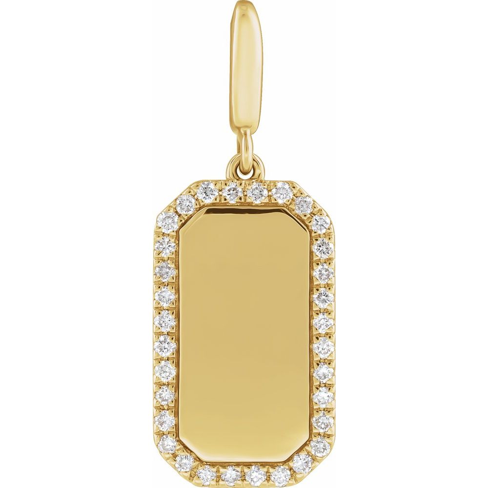 Jubilee 14K Yellow Gold Engravable 16 Ctw Natural Diamond Dog Tag Charmpendant