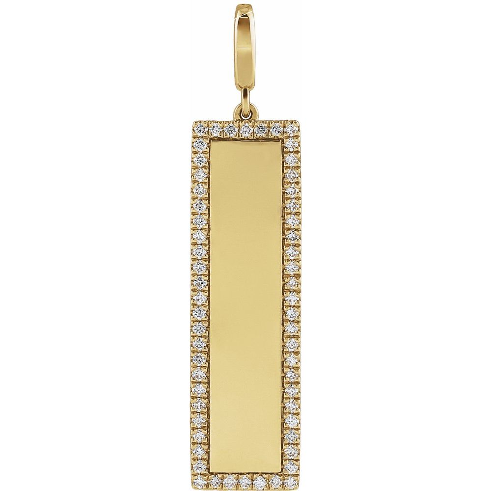 Jubilee 14K Yellow Gold Engravable 13 Ctw Natural Diamond Bar Charmpendant