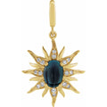 Jubilee 14K Yellow Gold Natural London Blue Topaz And 110 Ctw Natural Diamond Sun Charmpendant