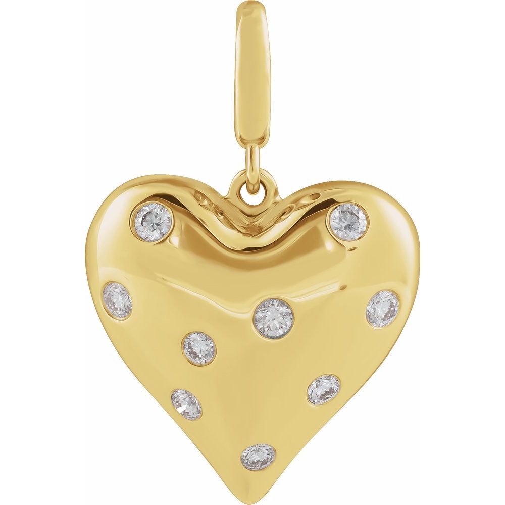 Jubilee 14K Yellow Gold 16 Ctw Natural Diamond Puffy Heart Charmpendant