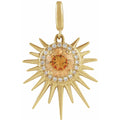 Jubilee 14K Yellow Gold Natural Citrine And 110 Ctw Natural Diamond Halo Style Sun Charmpendant