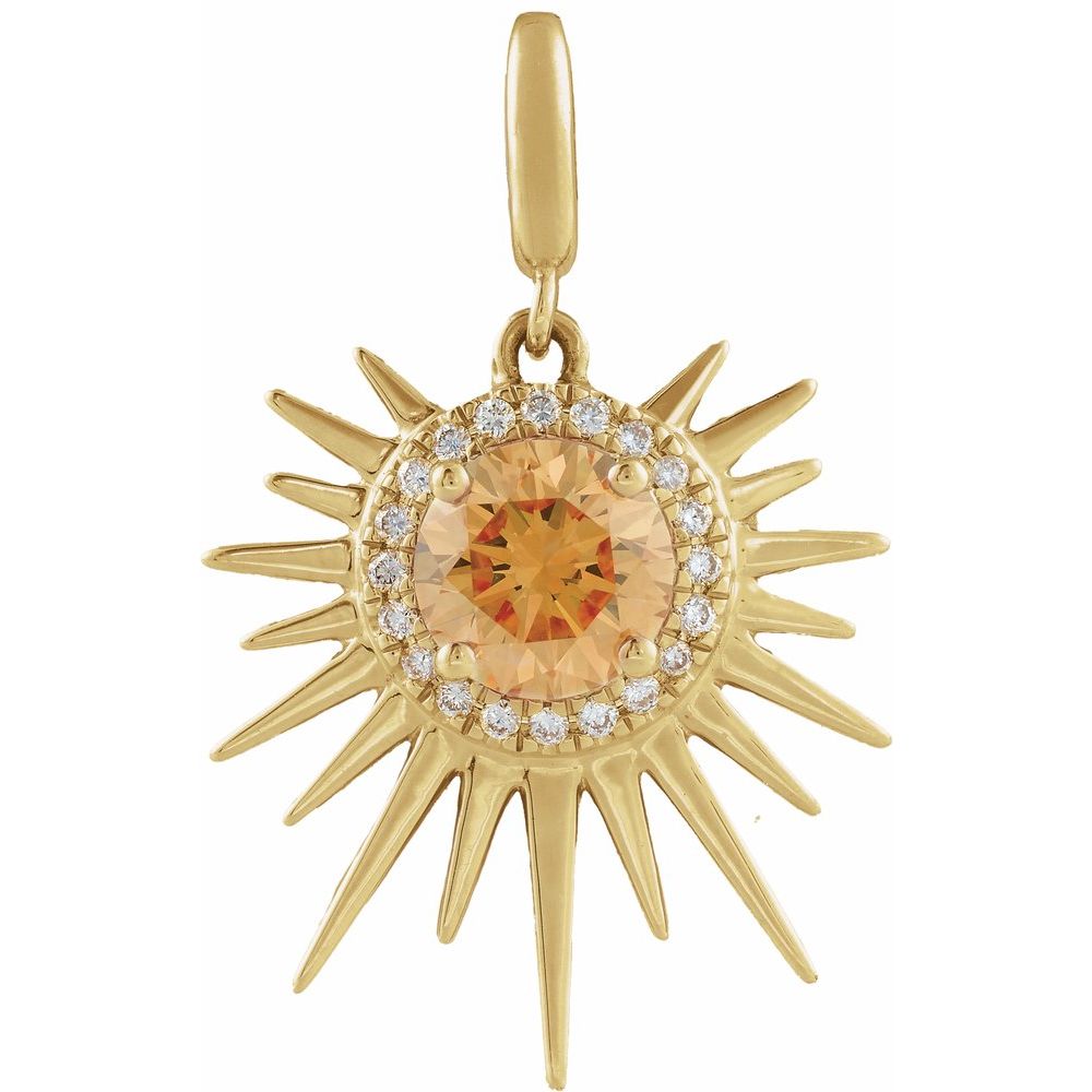 Jubilee 14K Yellow Gold Natural Citrine And 110 Ctw Natural Diamond Halo Style Sun Charmpendant