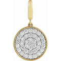 Impress 14K Yellow Gold 12 Ctw Natural Diamond Pave Style Disc Charmpendant