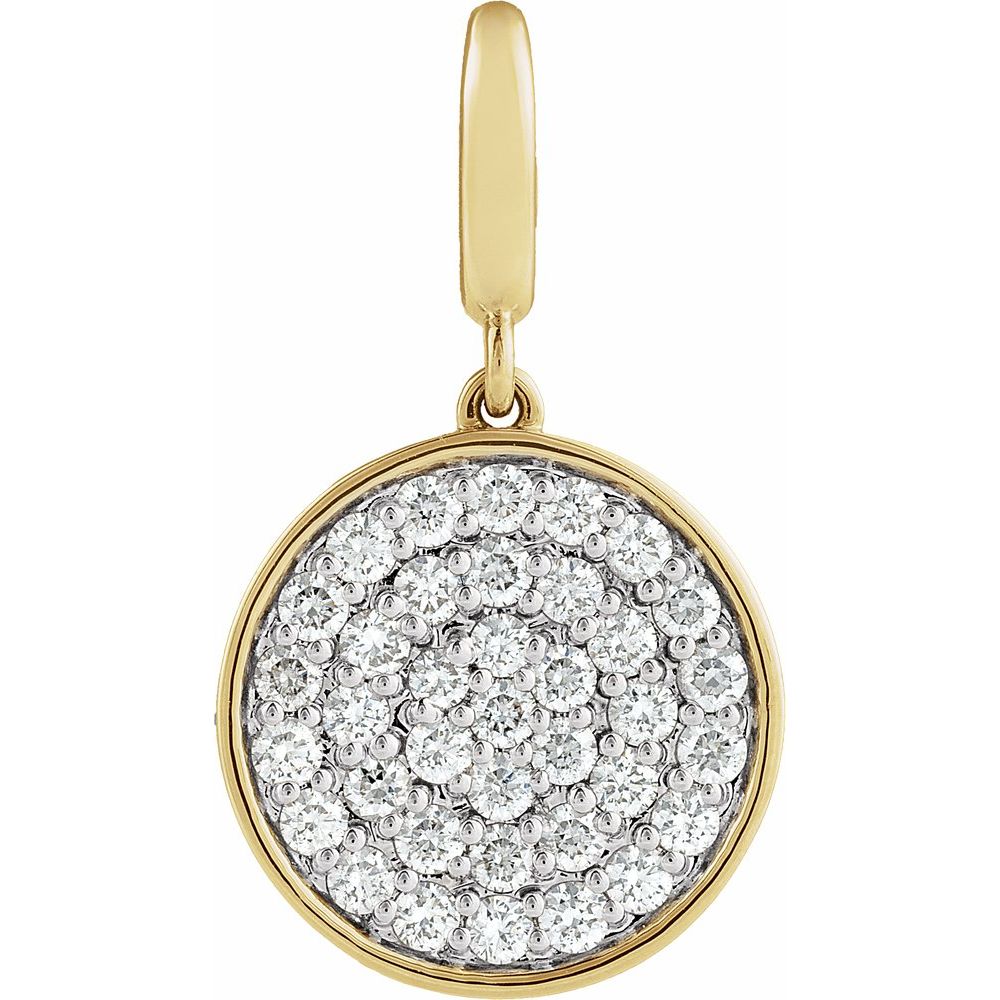 Impress 14K Yellow Gold 12 Ctw Natural Diamond Pave Style Disc Charmpendant