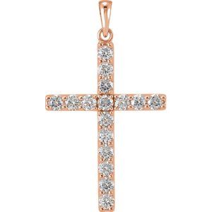 1 1/4 Ctw Natural Diamond Cross Pendant (Style R42308)