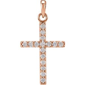 1/8 Ctw Natural Diamond Accented Cross Pendant (Style R42308)