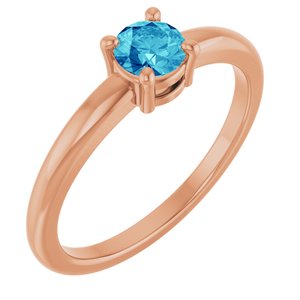 Natural Blue Zircon Solitaire Ring (Style 72314)