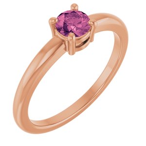 Natural Pink Tourmaline Solitaire Ring (Style 72314)