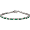 14K White Natural Emerald & 2 CTW Natural Diamond Line 7" Bracelet