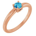 Natural Blue Zircon Solitaire Ring (Style 72314)
