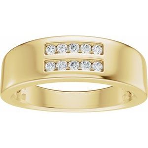 14K Gold 1/6 CTW Wide Diamond Wedding Band