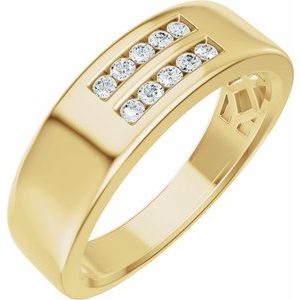 14K Gold 1/6 CTW Wide Diamond Wedding Band