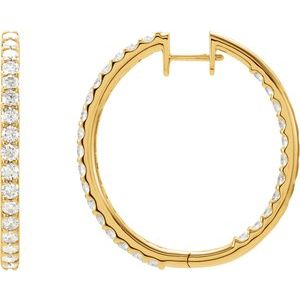 3 Ctw Natural Diamond Inside-Outside Hinged Hoop Earrings (Style 61378)
