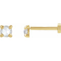Round Rose-Cut 4-Prong Claw Stud Earrings