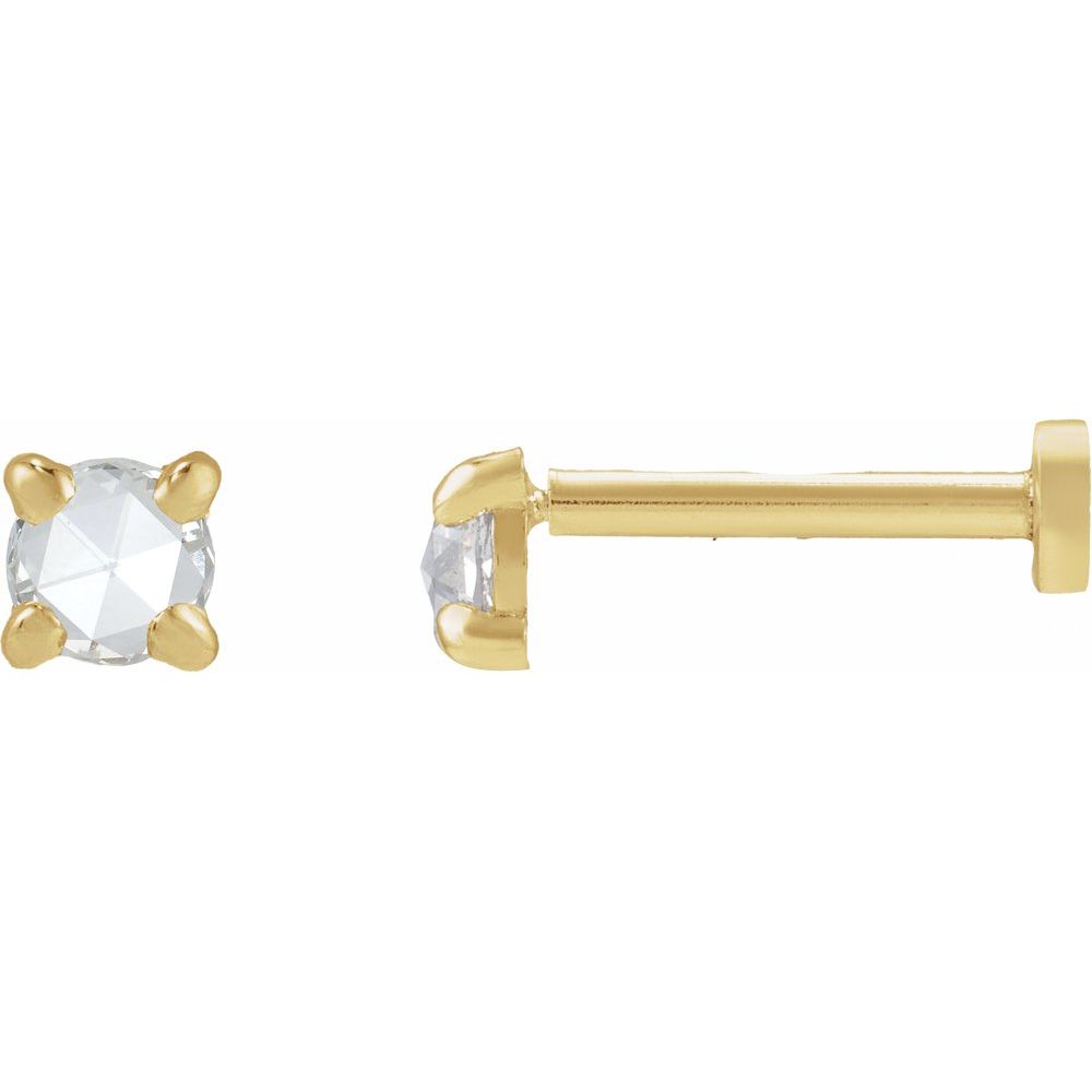 Round Rose-Cut 4-Prong Claw Stud Earrings