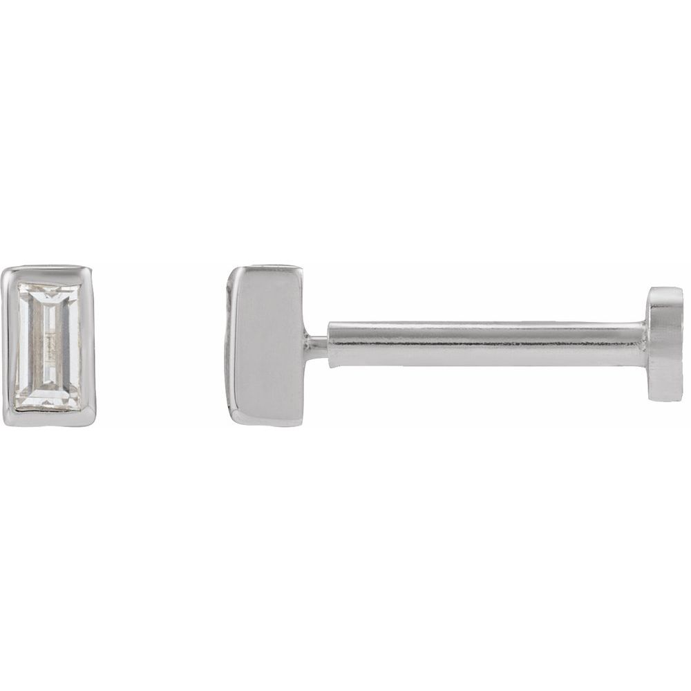 Straight Baguette Bezel-Set Stud Earrings