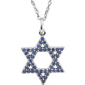Blue Sapphire Star Of David Necklace (Style R45253)