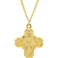 24K Yellow Gold-Plated Sterling Silver Four-Way Cross 24" Necklace