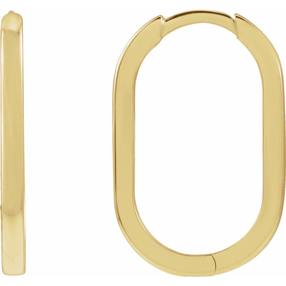 14K Yellow Gold Elongated Oval 20 mm Hoop Earrings
