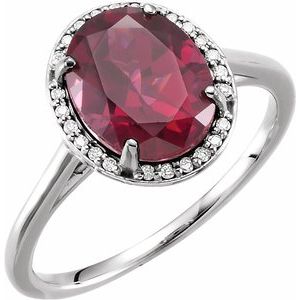 Natural Rhodolite Garnet And .06 CTW Natural Diamond Ring (Style 71634)