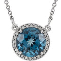 Natural Topaz And Natural Diamond Necklace (Style 85905)