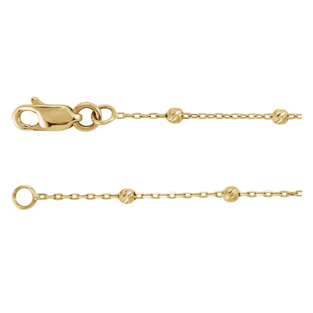 14K Yellow Gold .65 mm Beaded Cable 18" Chain