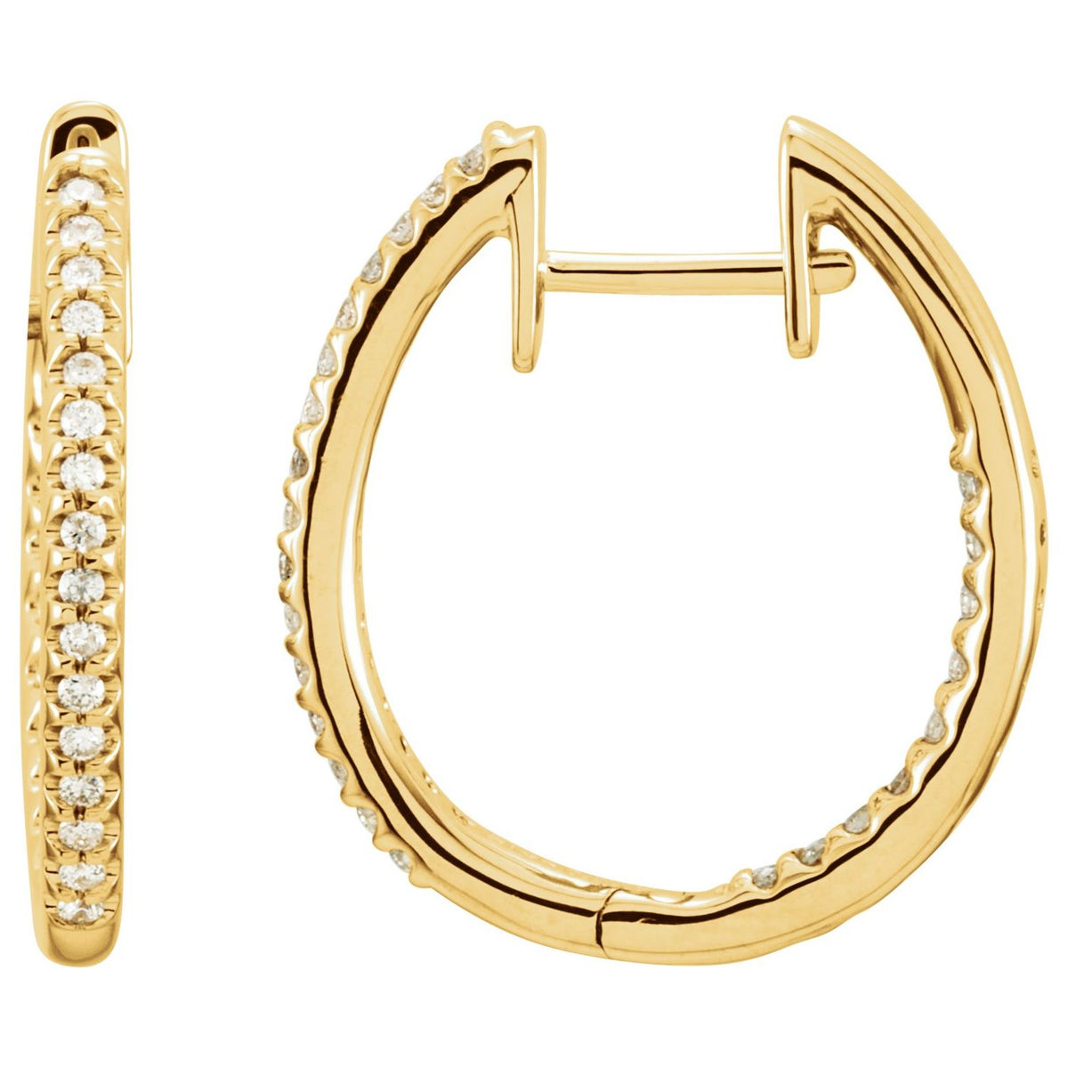 3/4 Ctw Natural Diamond Inside-Outside Hinged Hoop Earrings (Style 61378)
