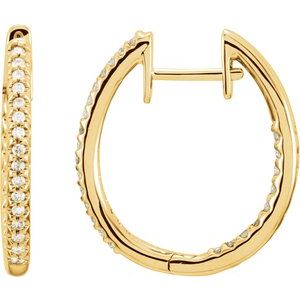 3/4 Ctw Natural Diamond Inside-Outside Hinged Hoop Earrings (Style 61378)