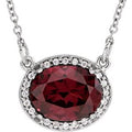 Natural Rhodolite Garnet And .04 Ctw Natural Diamond Necklace (Style 85903)