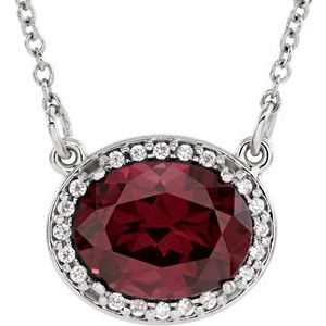 Natural Rhodolite Garnet And .04 Ctw Natural Diamond Necklace (Style 85903)