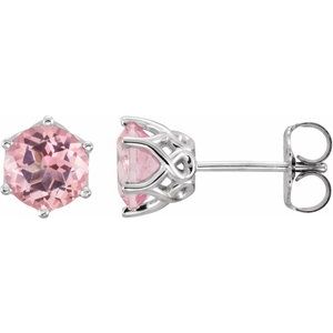 Natural Pink Morganite Earrings With Backs (Style 28808)