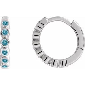 Natural Zircon Hinged Hoop Earrings (Style 88534)