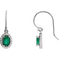 Natural Emerald And 1/6 Ctw Natural Diamond Earrings (Style 69758)