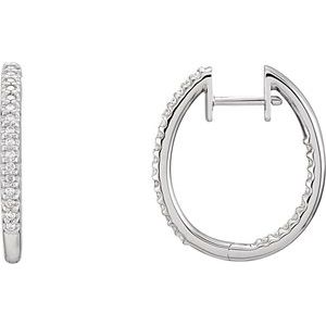 1/2 Ctw Natural Diamond Inside-Outside Hinged Hoop Earrings (Style 61378)