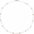 Sterling Silver Cultured White Freshwater Pearl 14-Station 18" Necklace