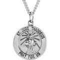 Sterling Silver 15 mm Round St. Jude Thaddeus Medal 18" Necklace