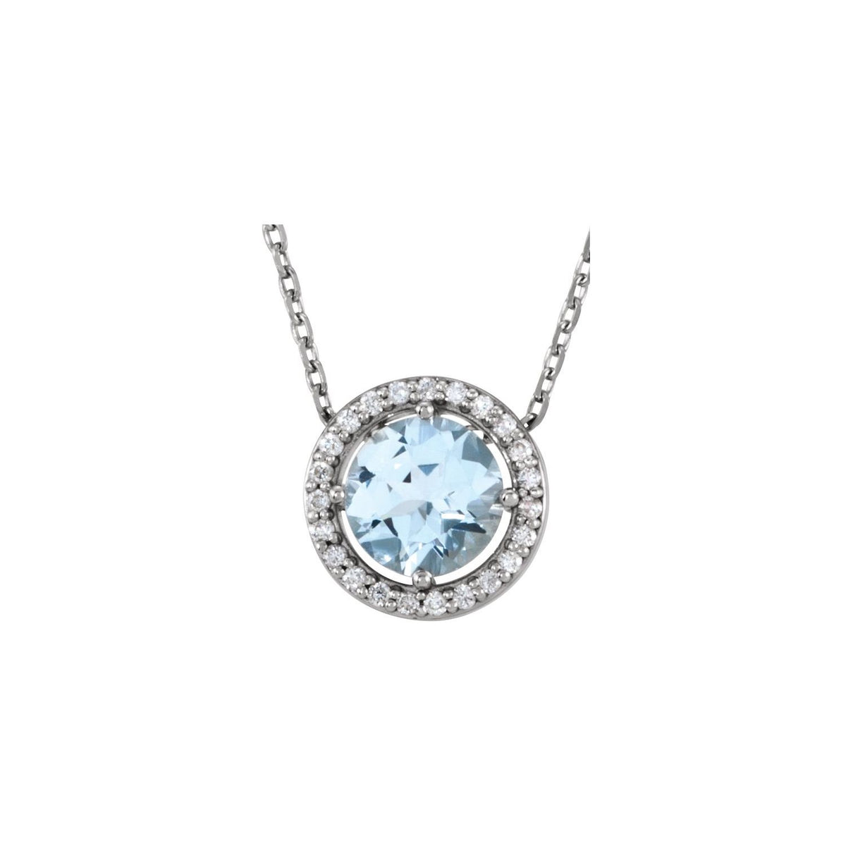 Natural Aquamarine And .05 Ctw Natural Diamond Necklace (Style 86066)
