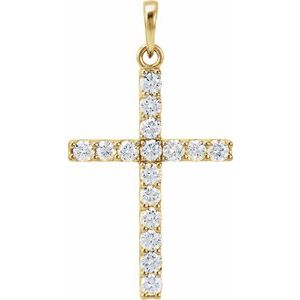 Natural Diamond Cross Pendant (Style R42308)