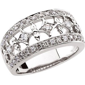 14K White Gold 1/2 CTW Natural Diamond Accented Ring (Style 63298)