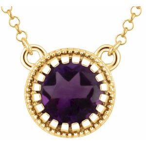 Natural Amethyst Birthstone Necklace (Style 651611)