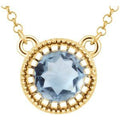 Natural Aquamarine Birthstone Necklace (Style 651611)