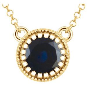 Natural Blue Sapphire Birthstone Necklace (Style 651611)