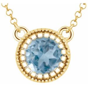 Natural Swiss Blue Topaz Birthstone Necklace (Style 651611)