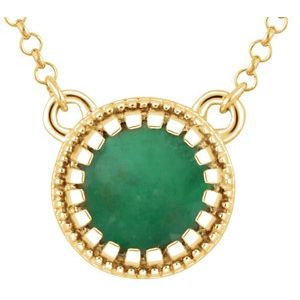 Natural Emerald Birthstone Necklace (Style 651611)