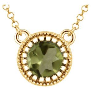 Natural Peridot Birthstone Necklace (Style 651611)
