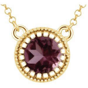 Natural Pink Tourmaline Birthstone Necklace (Style 651611)