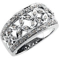 14K White Gold 1/3 CTW Natural Diamond Etruscan-Style Floral Ring (Style 63309)