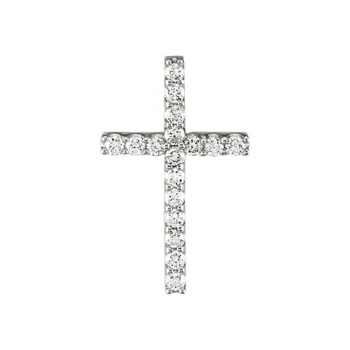 14K White 1/6 CTW Lab-Grown Diamond Petite Cross Pendant