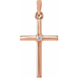 .015 Ctw Natural Diamond Cross Pendant (Style R42326)