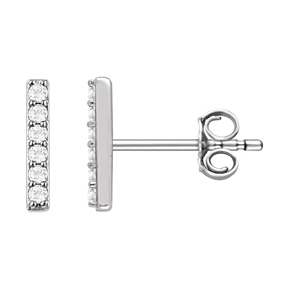 14K White Gold 1/10 CTW Lab-Grown Diamond Bar Earrings